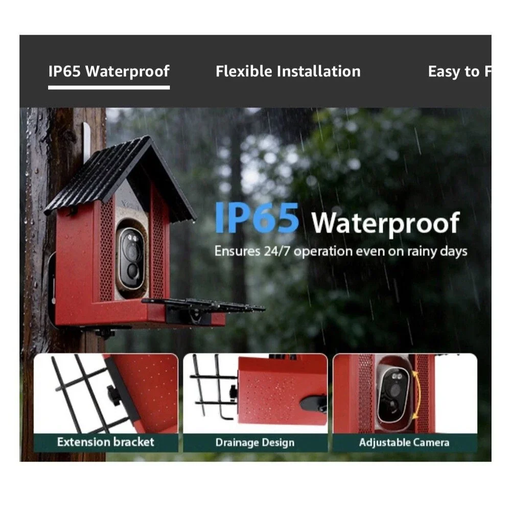 NEW BOLITE Smart AI Identify Bird Feeder w Camera 2.5K Solar Powered App Control